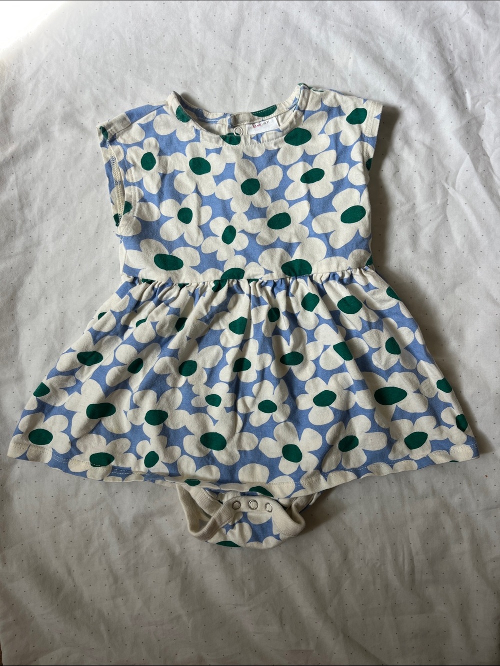 Hanna Andersson 2T Floral Dress Bodysuit - Blue, White & Green